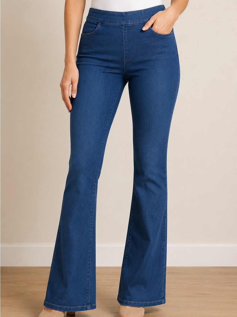 Anatomie Travel Pants Size L Blue Denim Performance Flare Stretch Jeans